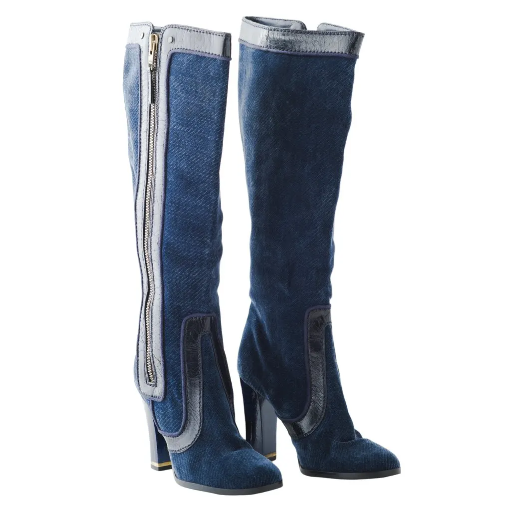 Stella McCartney Denim Boots - '10s MultiColor Denim Good - Back View
