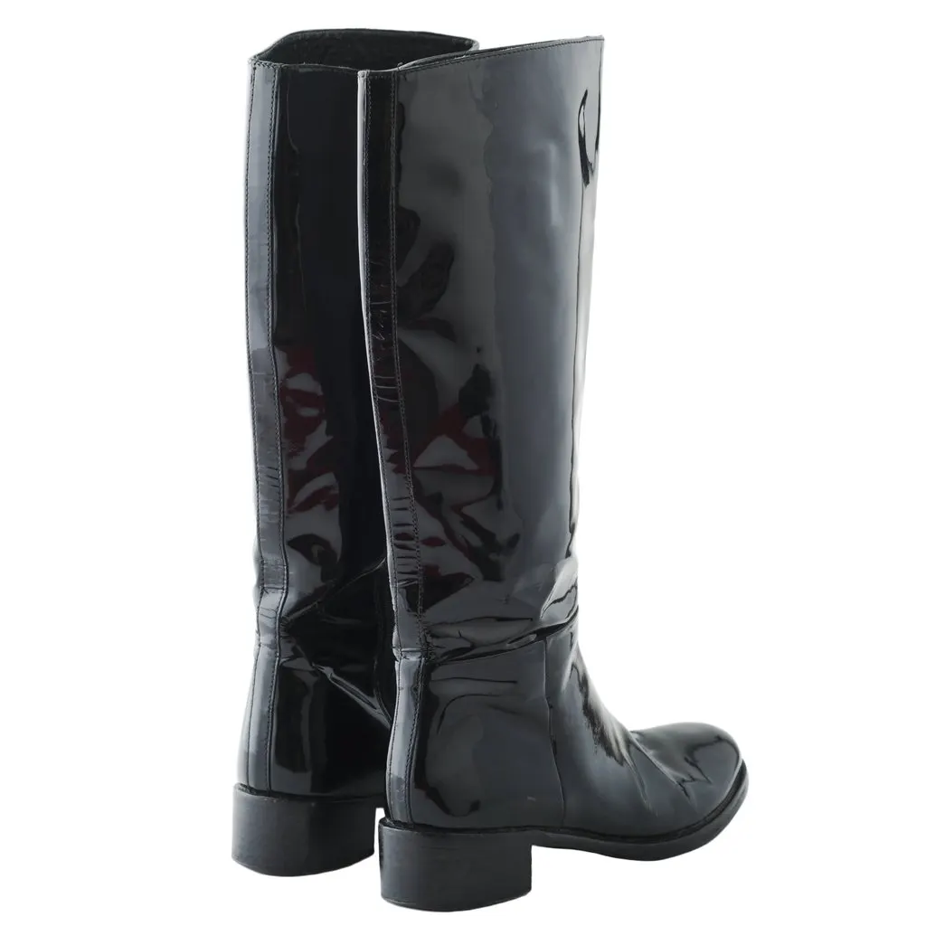 Prada Black Patent Leather Boots - '10s Black Leather Good - Inside View