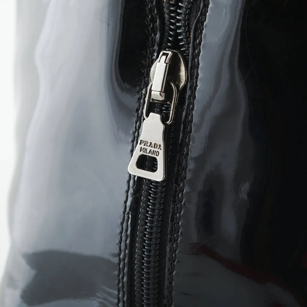 Prada Black Patent Leather Boots - '10s Black Leather Good - Model View