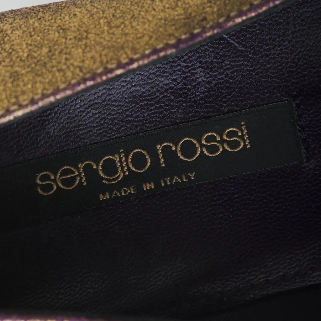Sergio Rossi Wedge Pumps Gold - '10s Gold Leather Good - Model View
