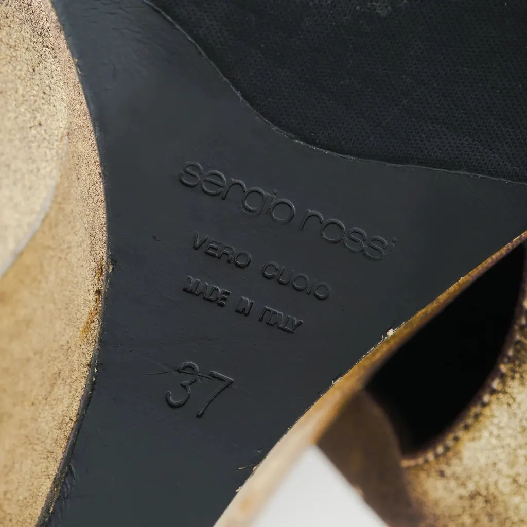 Sergio Rossi Wedge Pumps Gold - '10s Gold Leather Good - Box View