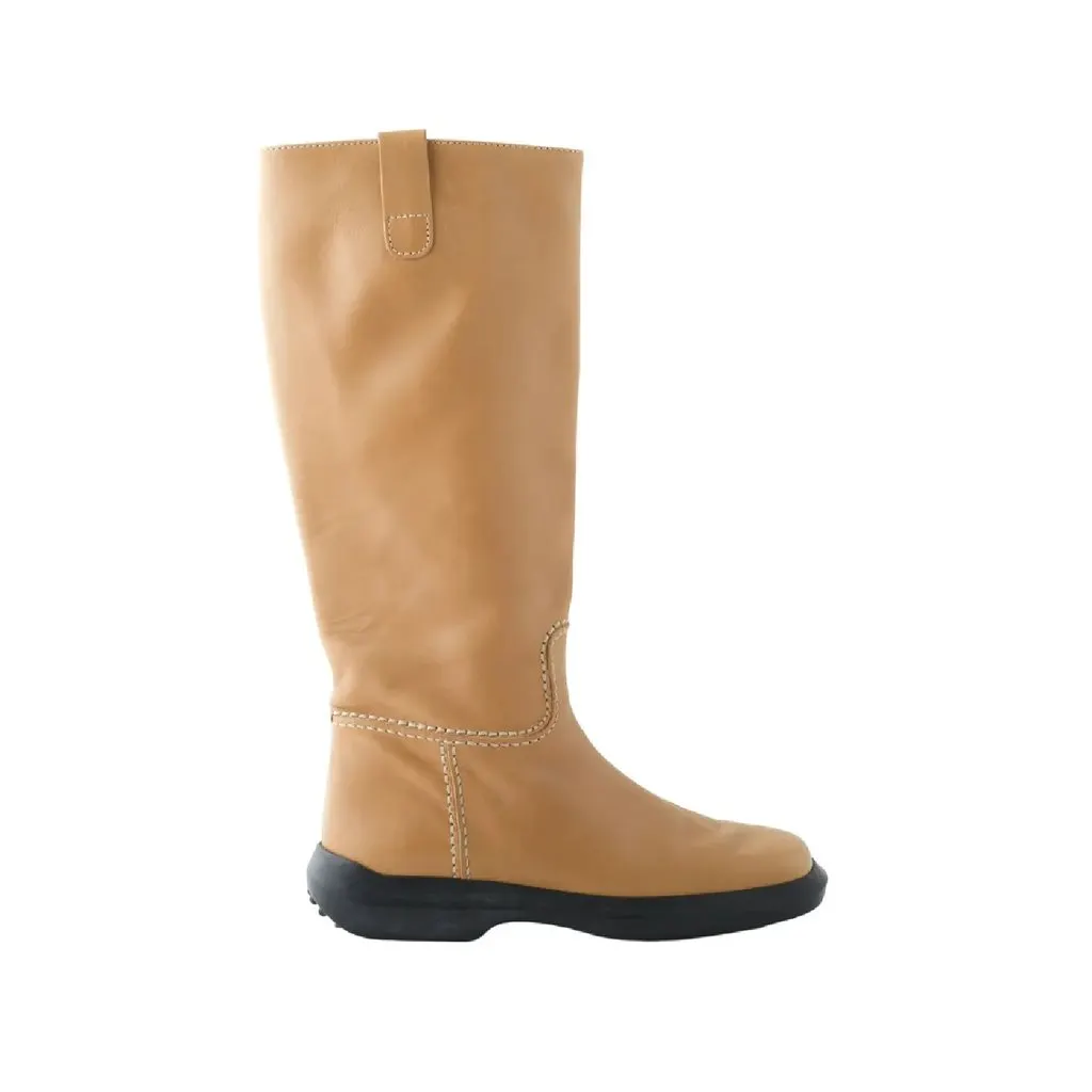 Tod's Brown Leather Riding Boots - '10s Brown Leather Good - Front View