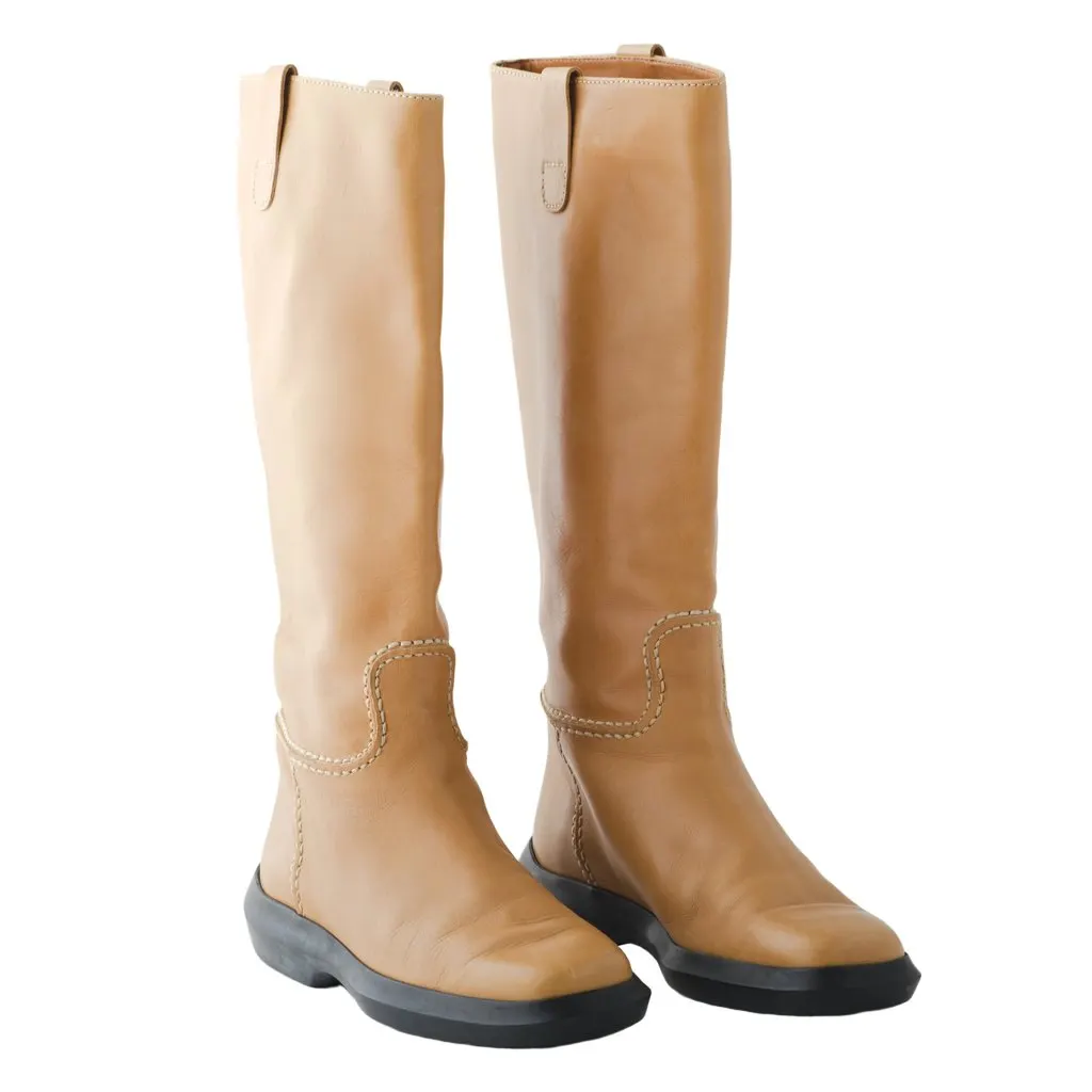 Tod's Brown Leather Riding Boots - '10s Brown Leather Good - Back View