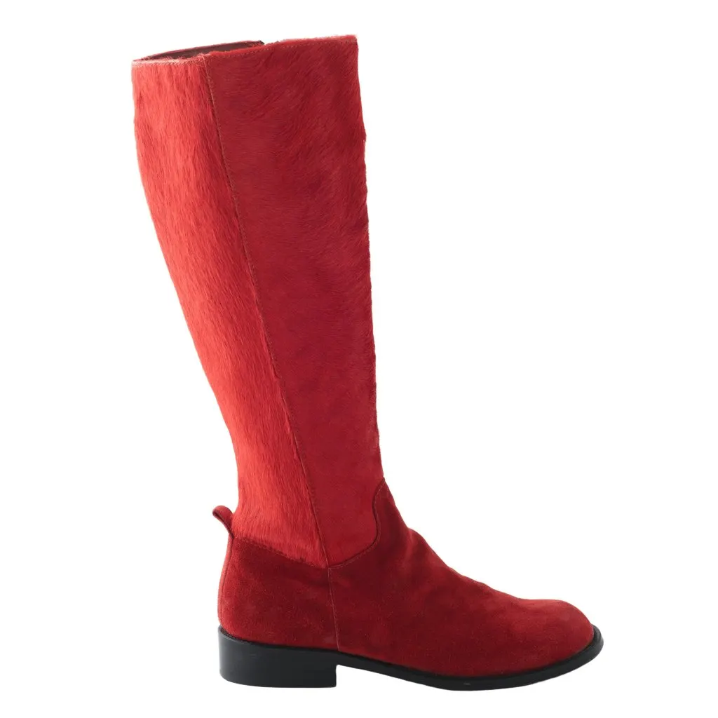 Philosophy Alberta Ferretti Red Pony Hair Boots - '10s Red Leather Good - Front View
