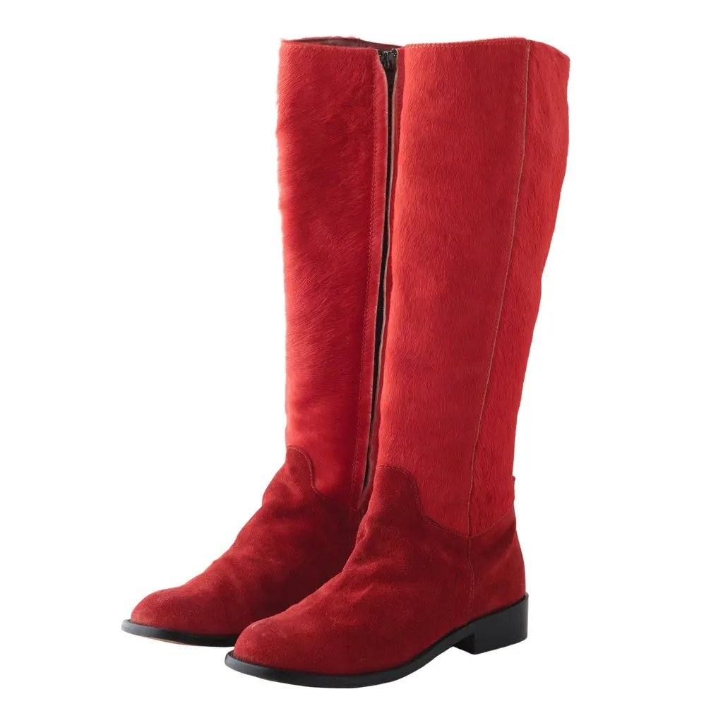 Philosophy Alberta Ferretti Red Pony Hair Boots - '10s Red Leather Good - Back View