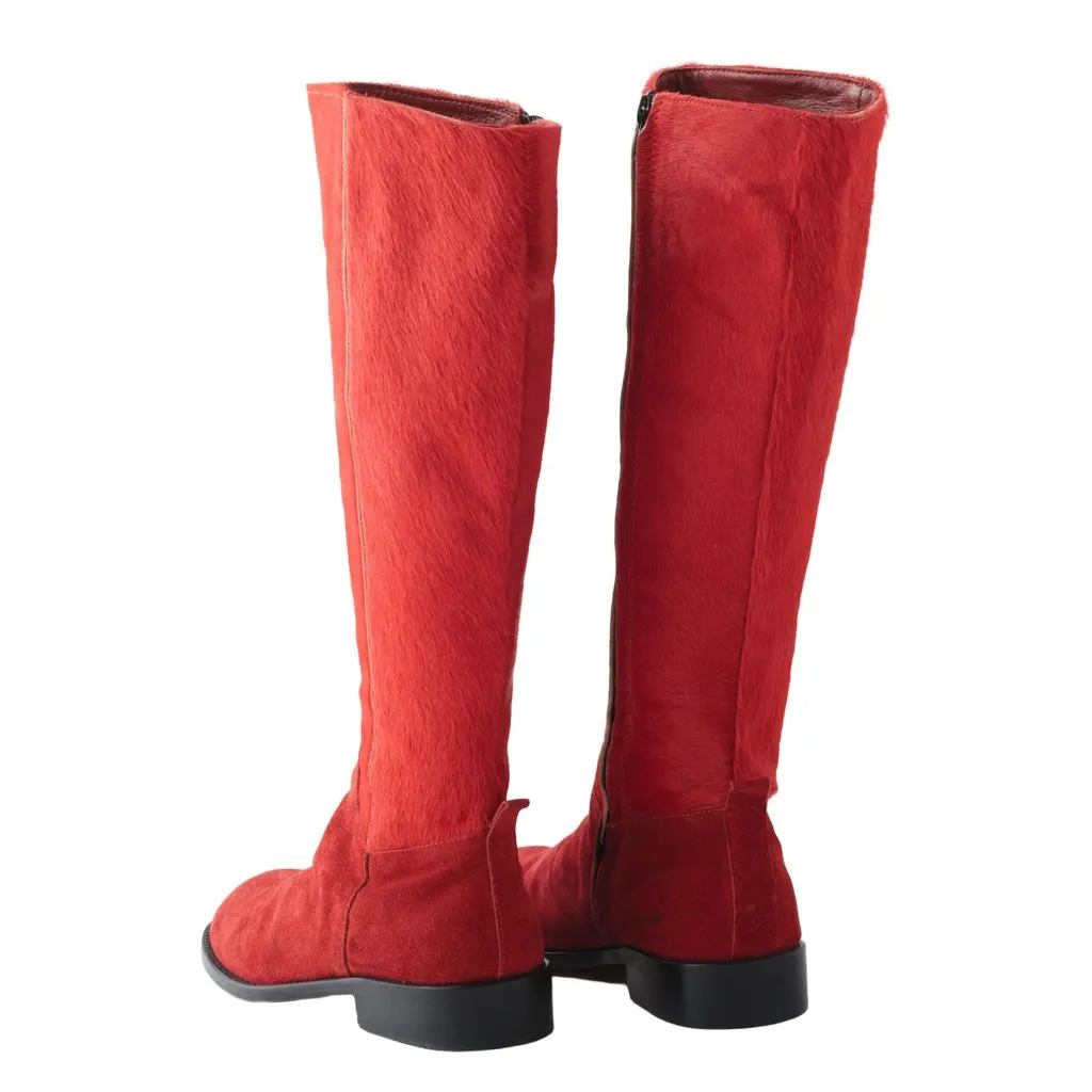 Philosophy Alberta Ferretti Red Pony Hair Boots - '10s Red Leather Good - Inside View