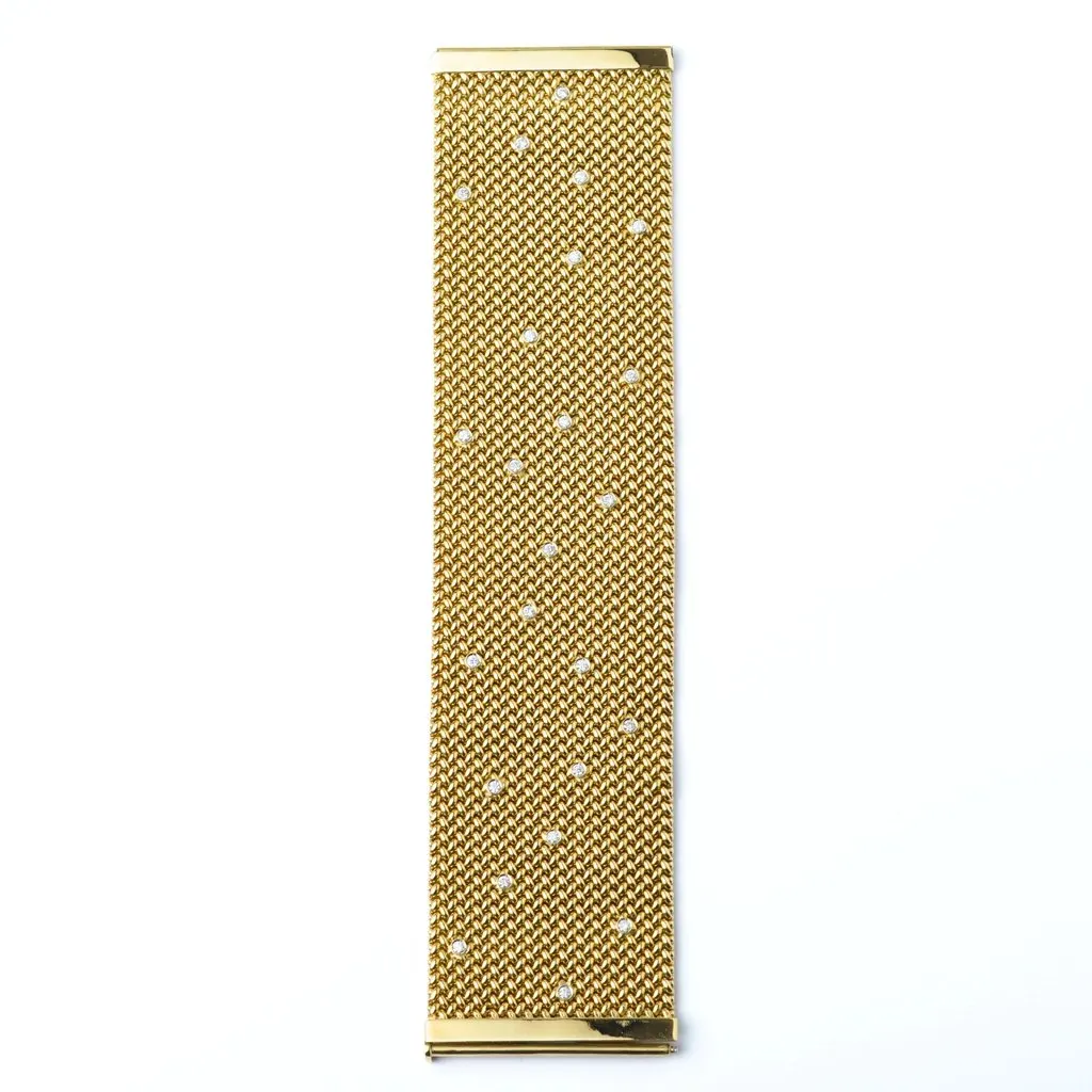 Unsigned Vintage Gold Bracelet with Brilliant-Cut Diamonds – '80s Gold Good - Back View