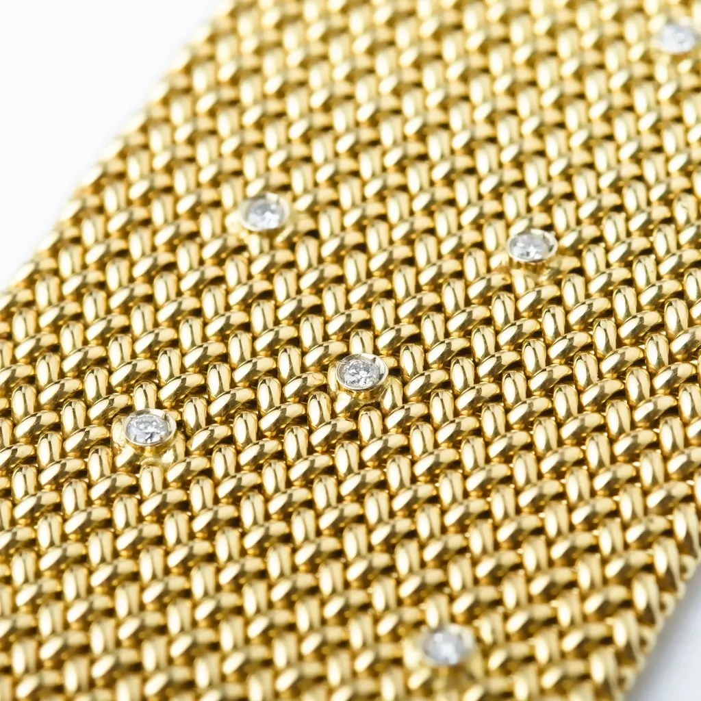 Unsigned Vintage Gold Bracelet with Brilliant-Cut Diamonds – '80s Gold Good - Inside View