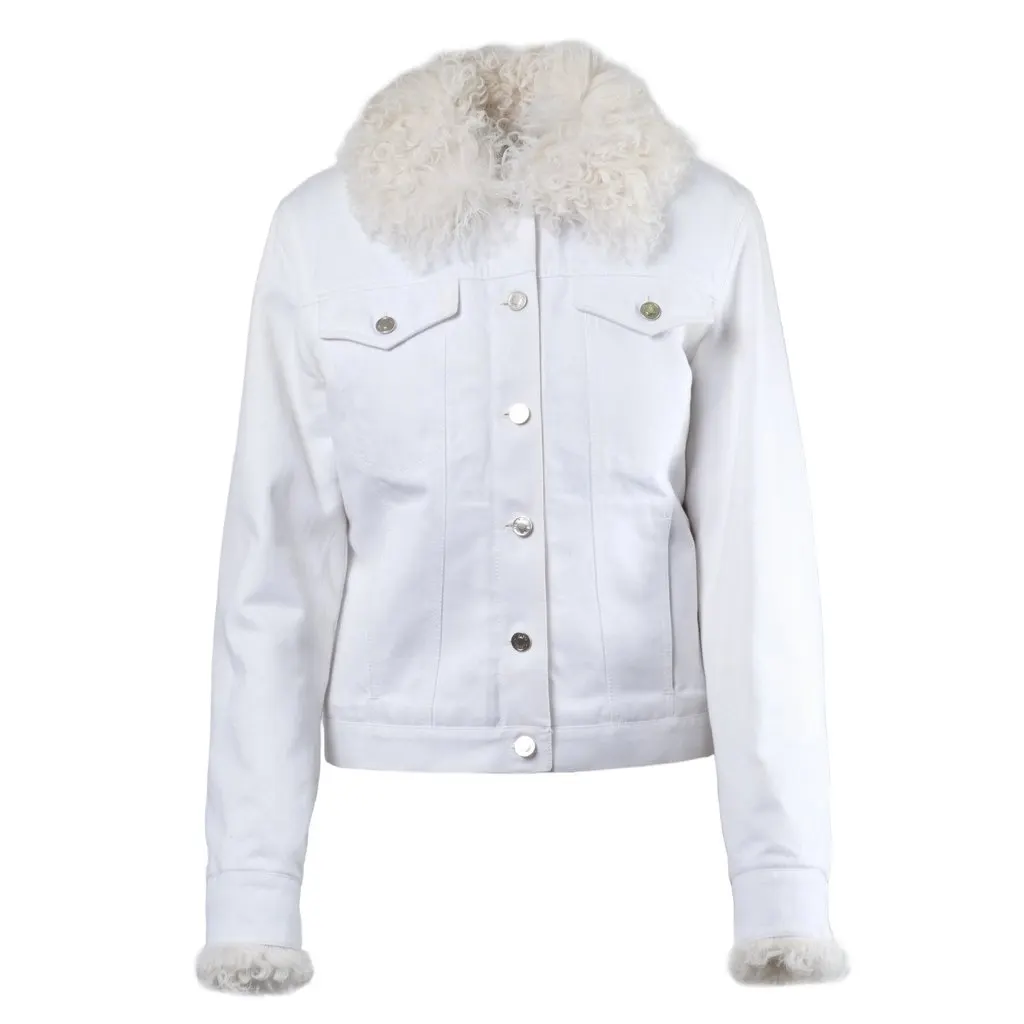Gucci by Tom Ford White Denim and Lamb Fur Jacket - '00s White Denim Good - Front View