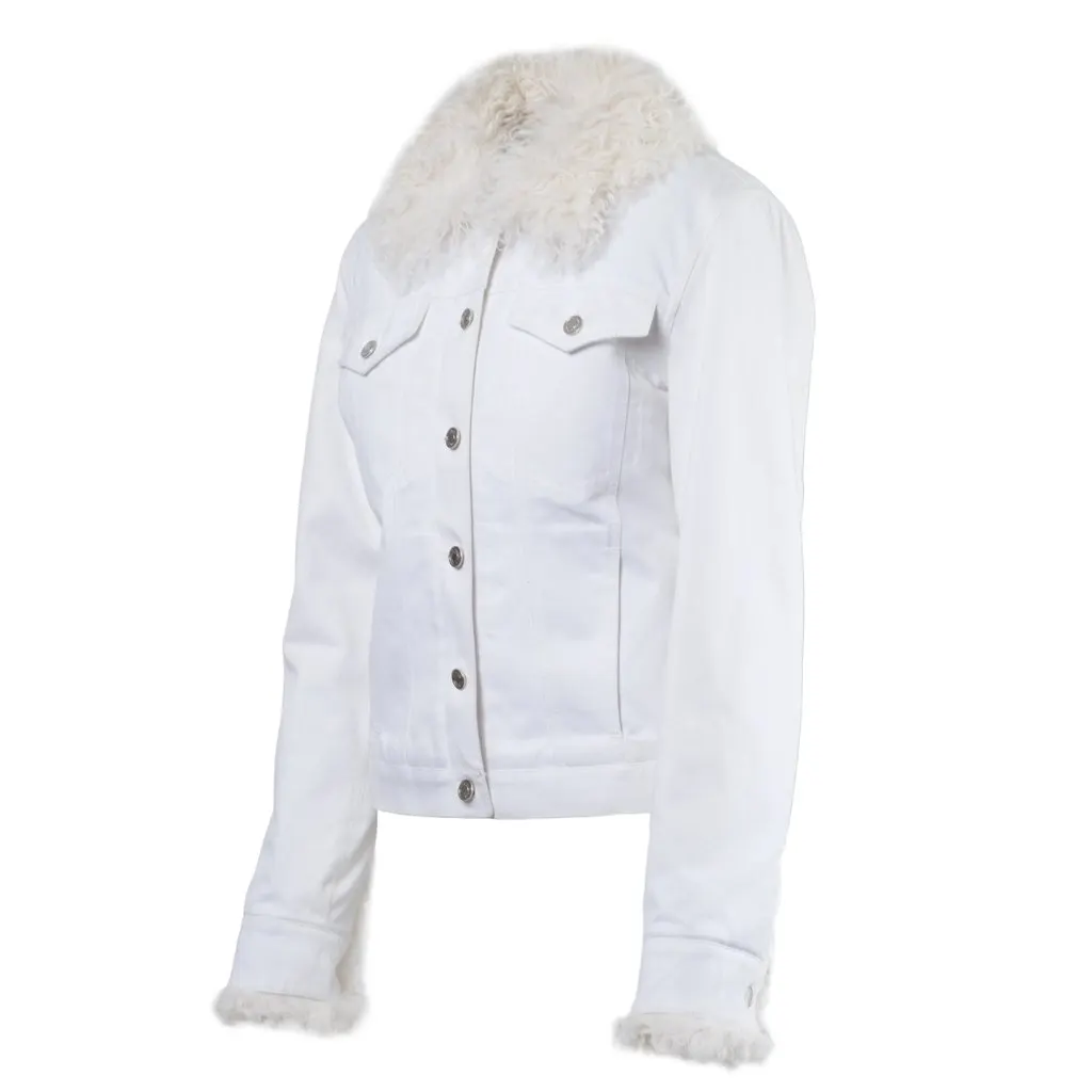 Gucci by Tom Ford White Denim and Lamb Fur Jacket - '00s White Denim Good - Back View