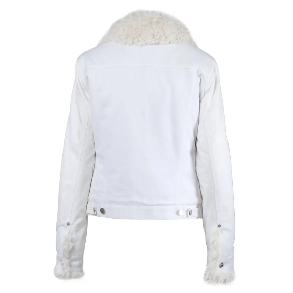 Gucci by Tom Ford White Denim and Lamb Fur Jacket - '00s White Denim Good - Inside View