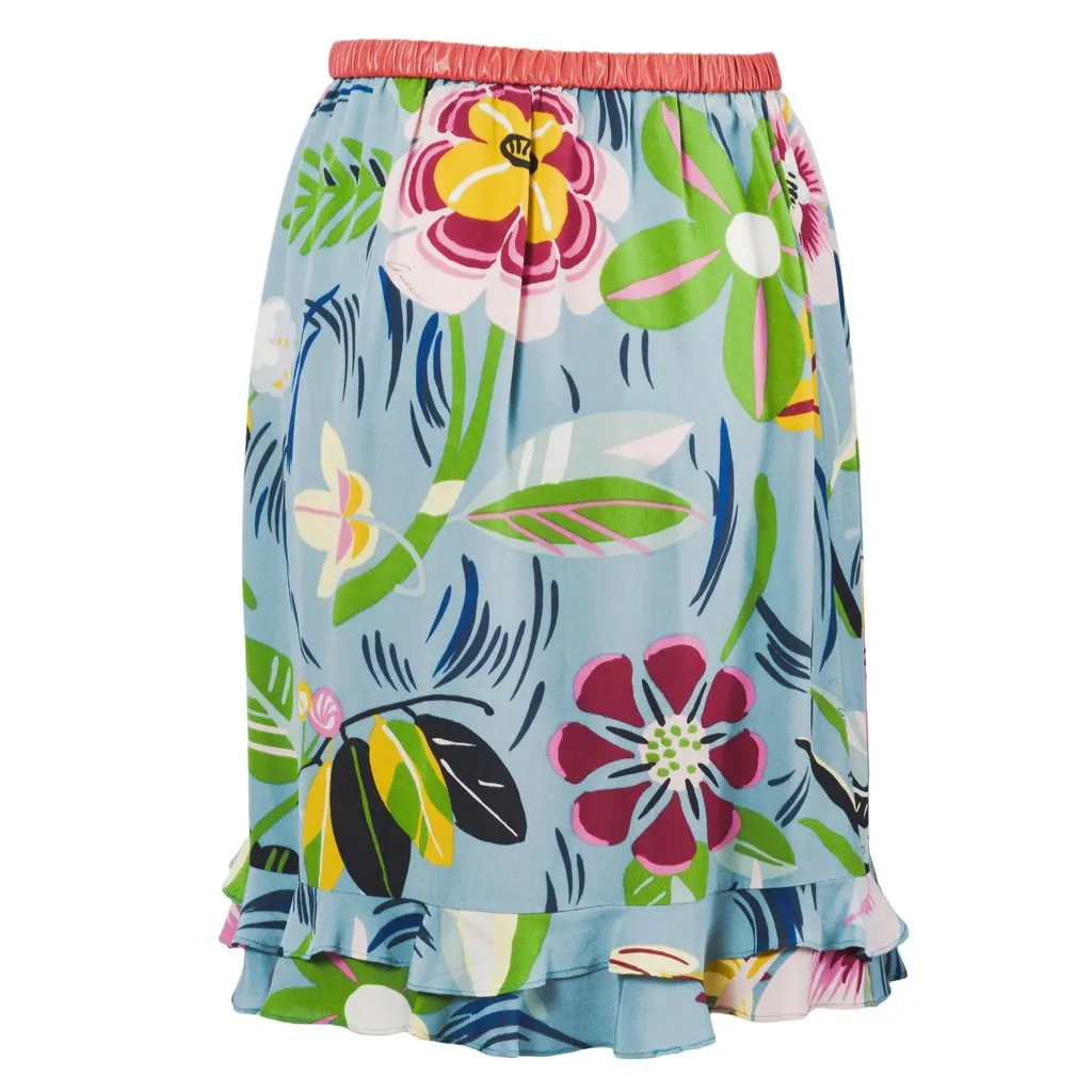 Gucci by Tom Ford Iconic Tropical Flower Print Skirt - '00s Red Silk Good - Model View
