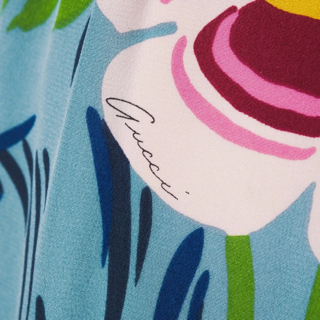 Gucci by Tom Ford Iconic Tropical Flower Print Skirt - '00s Red Silk Good - Box View