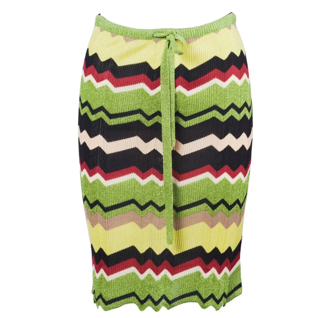 Missoni Zigzag Knitted Skirt - '00s MultiColor Good - Front View