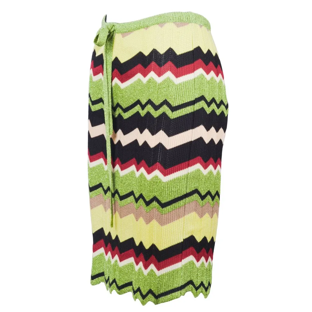 Missoni Zigzag Knitted Skirt - '00s MultiColor Good - Back View