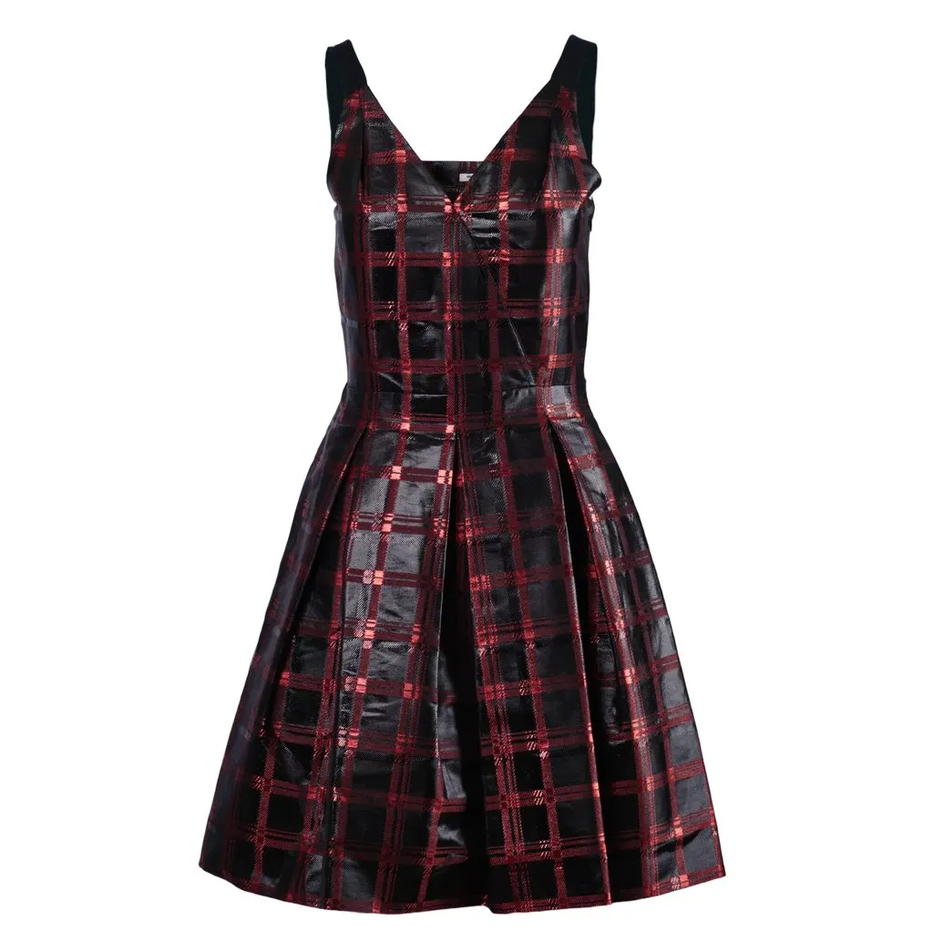 Miu Miu Red and Black Tartan Dress - '10s Black Good - Front View