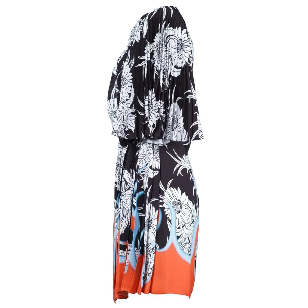 Prada Dahlia Flame Print Wrap Dress - '20s Red Good - Back View
