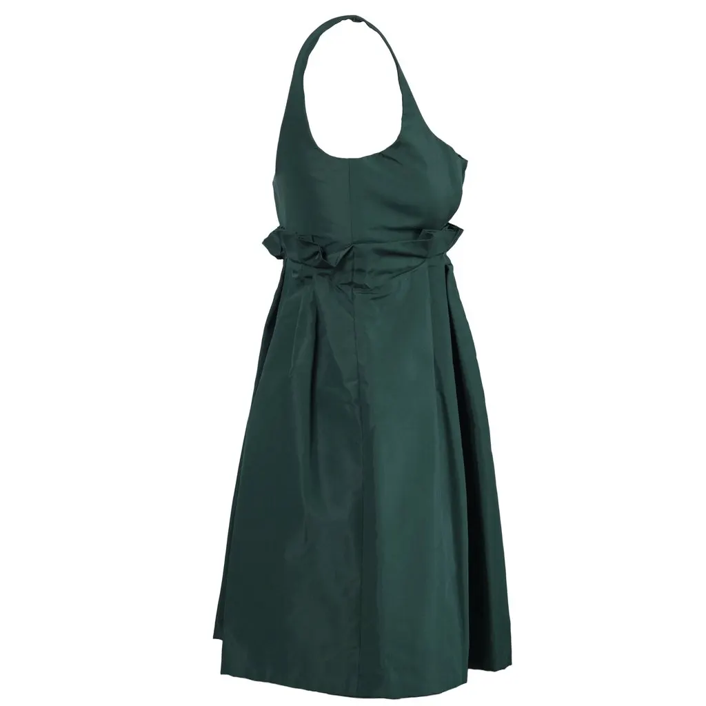 Prada Green Mini Dress With Contrast Pleated Insert - '10s Green Good - Model View