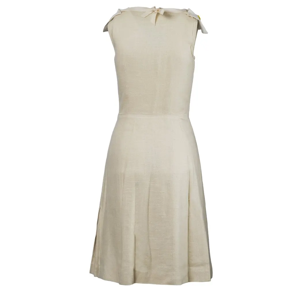 Prada Silk-Blend Dress with Yellow Bead Detailing - '10s Yellow Silk Good - Inside View
