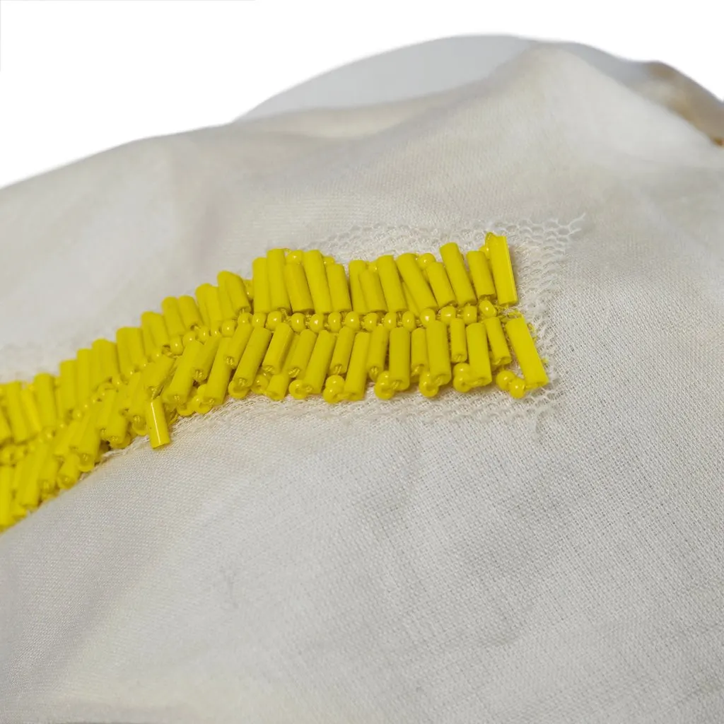 Prada Silk-Blend Dress with Yellow Bead Detailing - '10s Yellow Silk Good - Box View