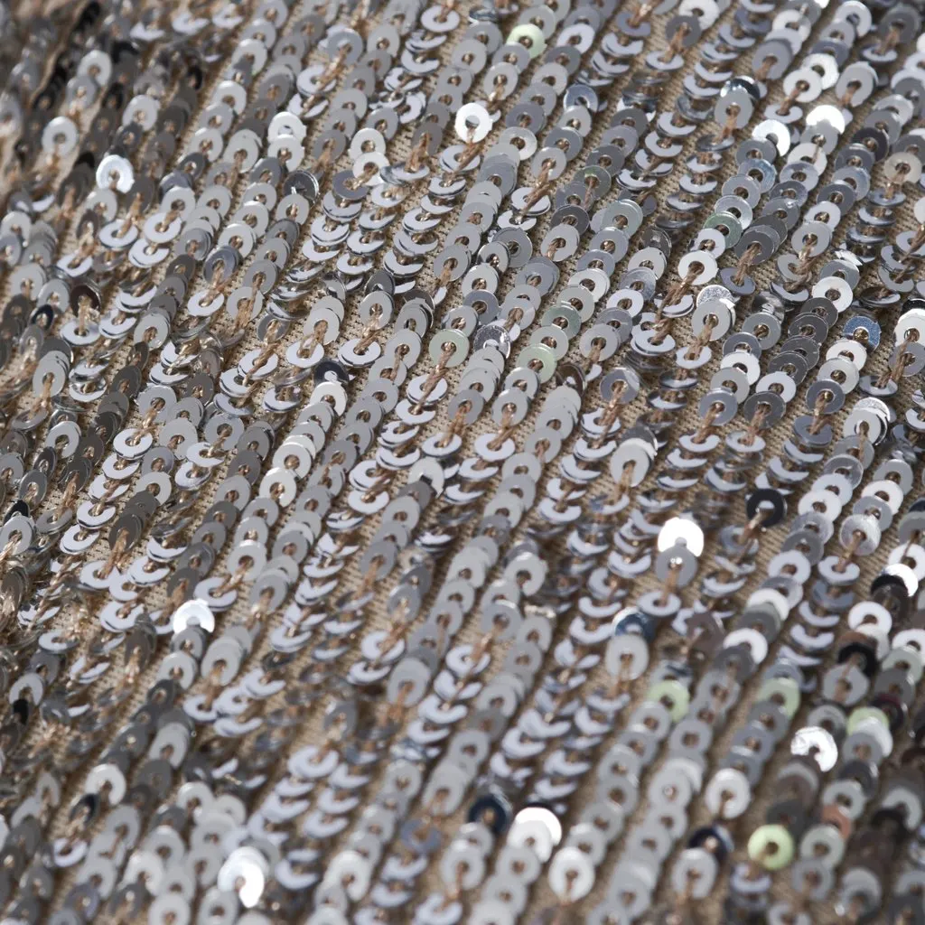 Saint Laurent Silver Sequin Embellished Mini Dress - '20s Silver Good - Model View