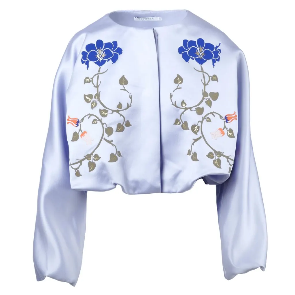 Unsigned Vivetta Blue Floral Jacket and Skirt Set - '20s Blue Good - Model View