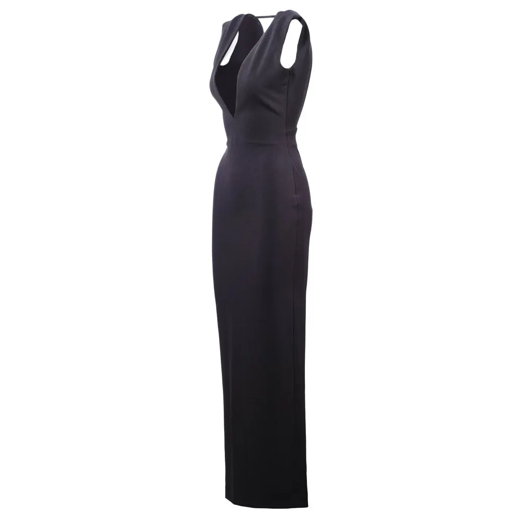 Unsigned Solace London Black Maxi Dress -'10s Black Lace Good - Back View