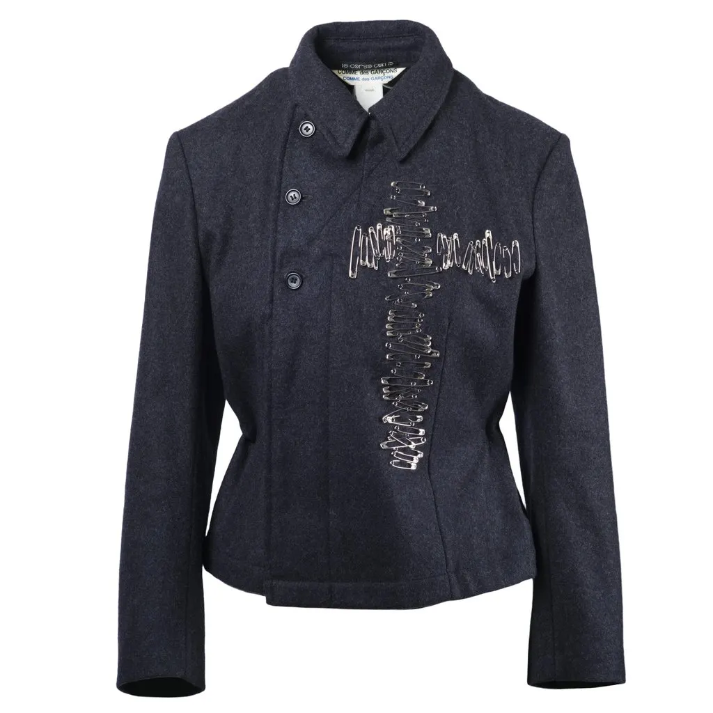 Comme des Garçons Pins Cross Wool Jacket - '10s Red Wool Good - Front View