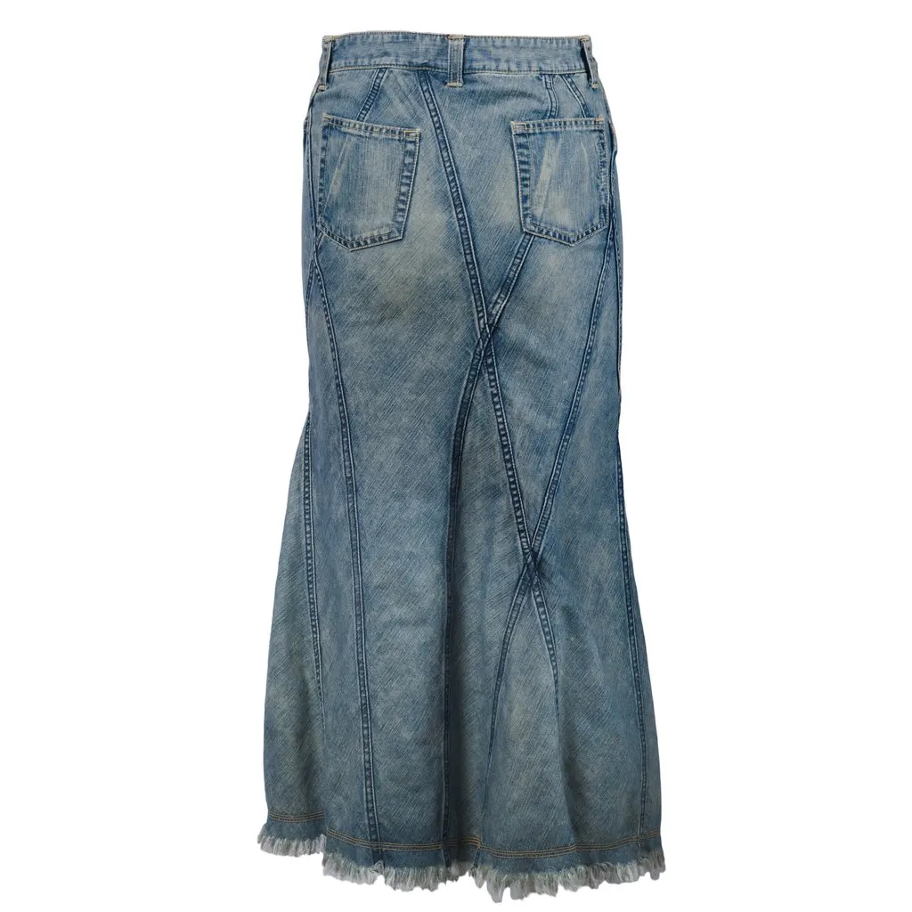 Junya Watanabe X Comme des Garcons Comme des Garçons by Junya Watanabe Man Pink Paneled Mermaid Denim Skirt -'00s MultiColor Denim Good - Inside View
