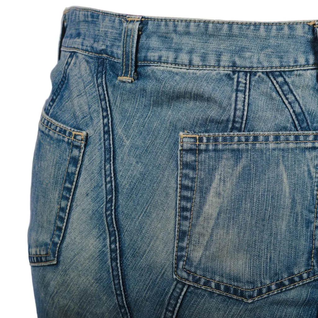 Junya Watanabe X Comme des Garcons Comme des Garçons by Junya Watanabe Man Pink Paneled Mermaid Denim Skirt -'00s MultiColor Denim Good - Model View
