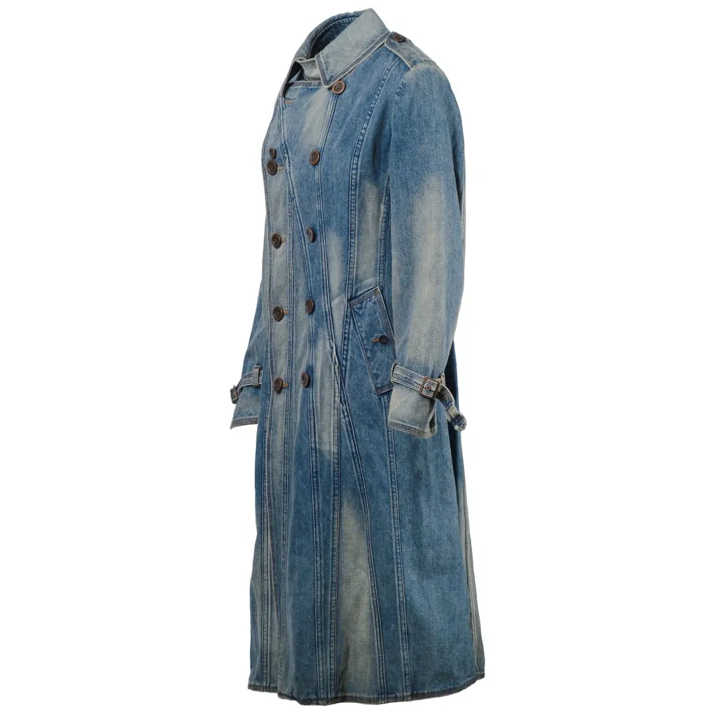 Junya Watanabe Comme des Garçons Junya Watanabe Comme des Garçons Blue Stone Washed Denim Trench Coat - '00s MultiColor Denim Good - Back View