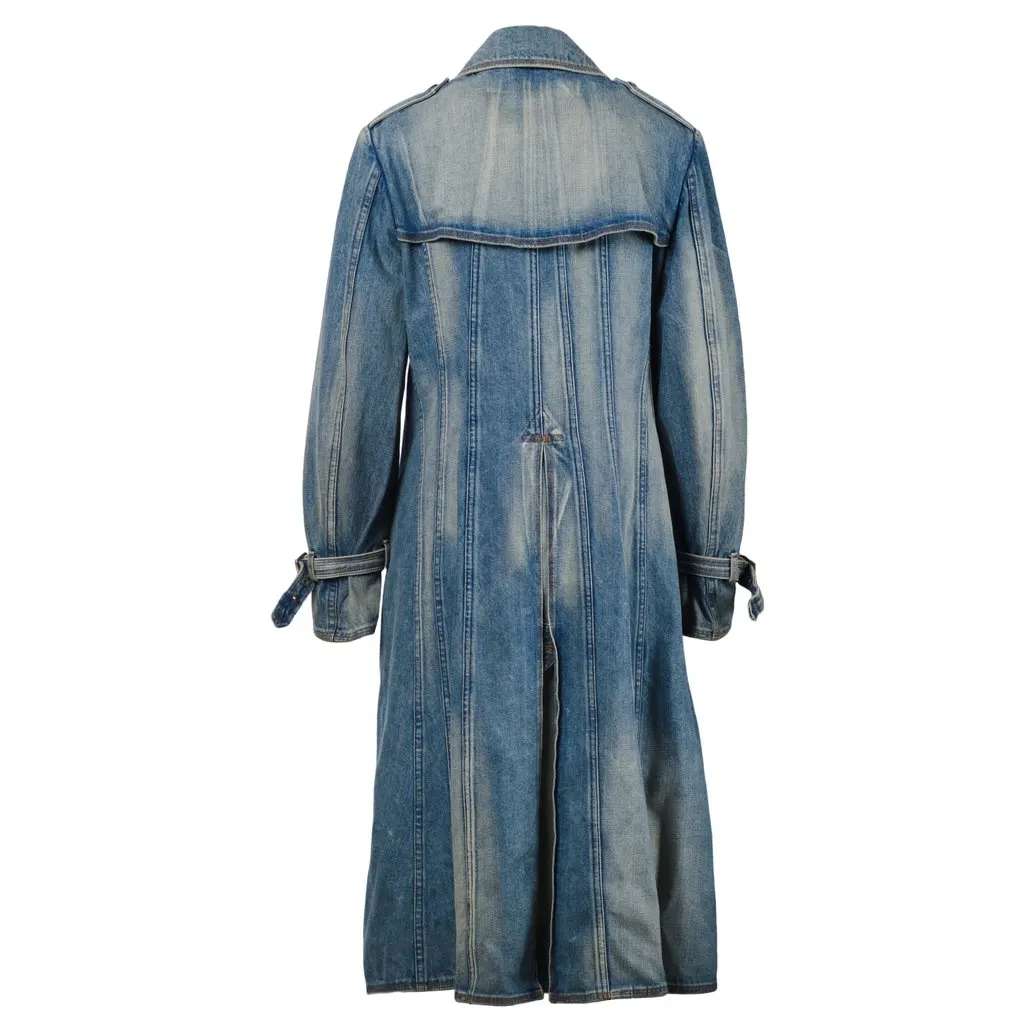 Junya Watanabe Comme des Garçons Junya Watanabe Comme des Garçons Blue Stone Washed Denim Trench Coat - '00s MultiColor Denim Good - Inside View