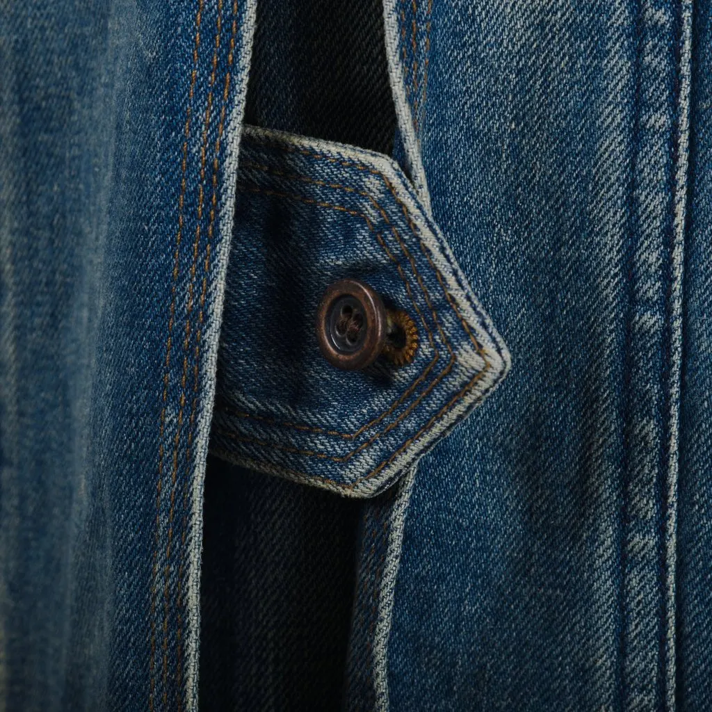 Junya Watanabe Comme des Garçons Junya Watanabe Comme des Garçons Blue Stone Washed Denim Trench Coat - '00s MultiColor Denim Good - Model View