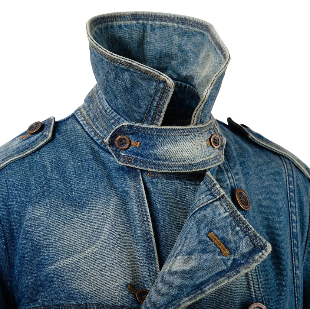 Junya Watanabe Comme des Garçons Junya Watanabe Comme des Garçons Blue Stone Washed Denim Trench Coat - '00s MultiColor Denim Good - Box View
