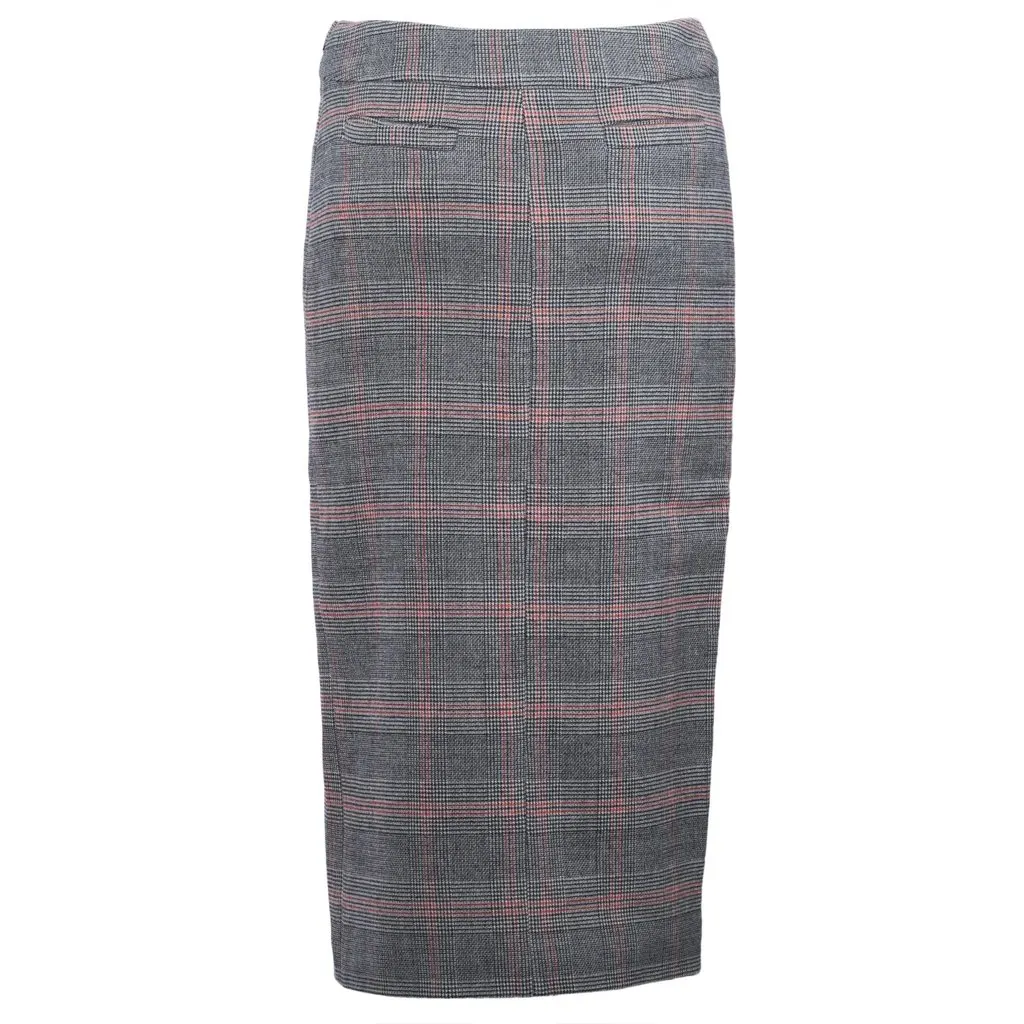 Unsigned Filles à Papa Plaid Midi Skirt - '10s Grey Wool Good - Inside View