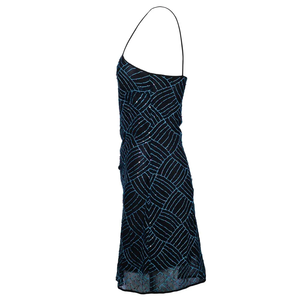 Unsigned Lili Petrus Mini Dress with Sequins and Criss-Cross Straps - '10s MultiColor Good - Back View
