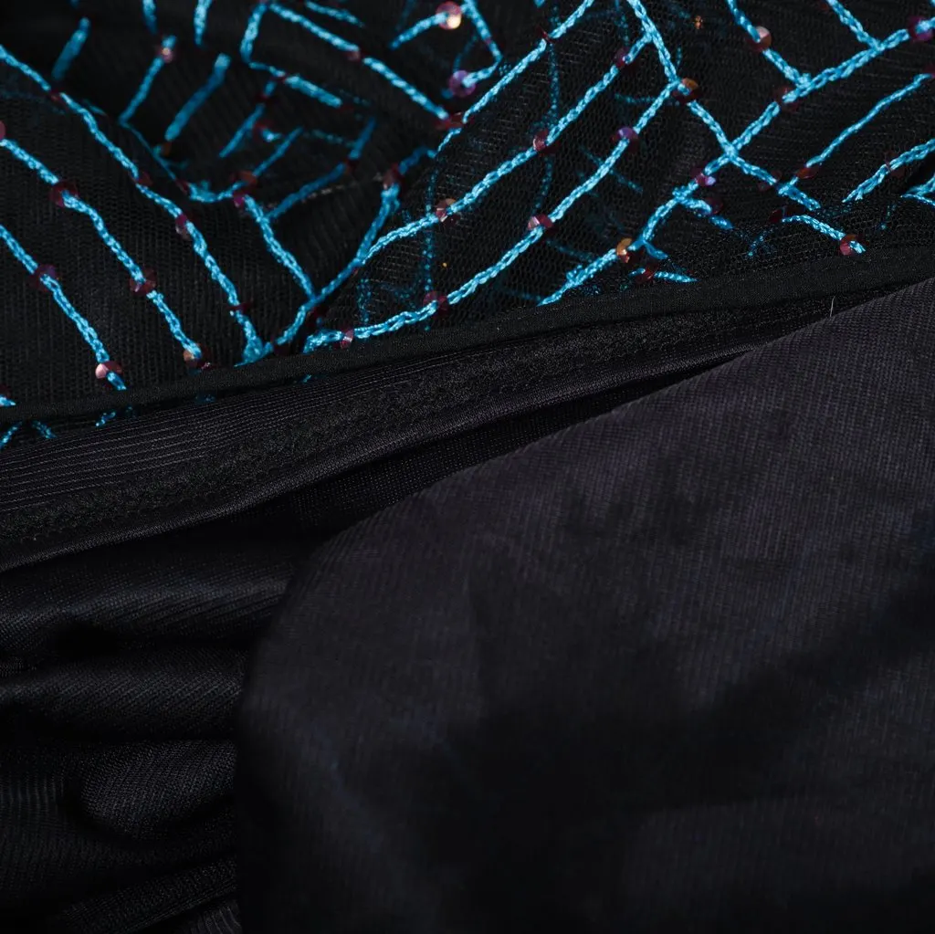 Unsigned Lili Petrus Mini Dress with Sequins and Criss-Cross Straps - '10s MultiColor Good - Box View