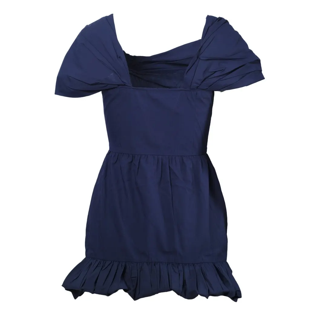 Prada Mini Blue Dress with Off-the-Shoulder Neckline and Ruffled Hem- '10s Blue Good - Inside View