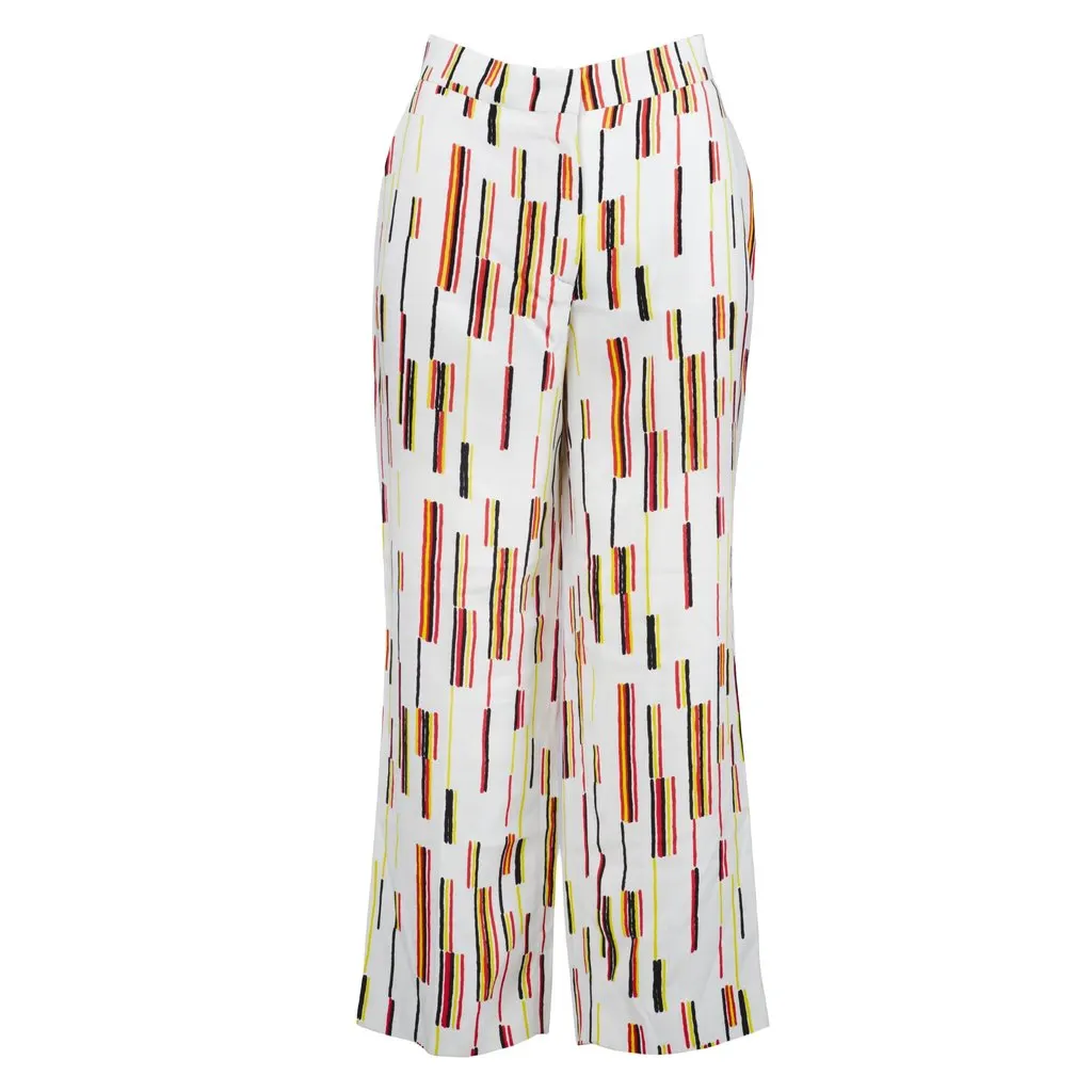 Prada Multicolor Striped Pants -'10s White Good - Front View