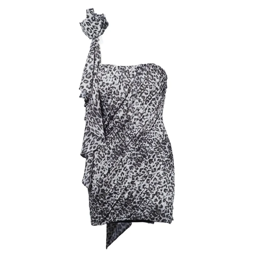 Unsigned Redemption Gray one-shoulder cocktail dress with draping - '10s Grey Good - Front View