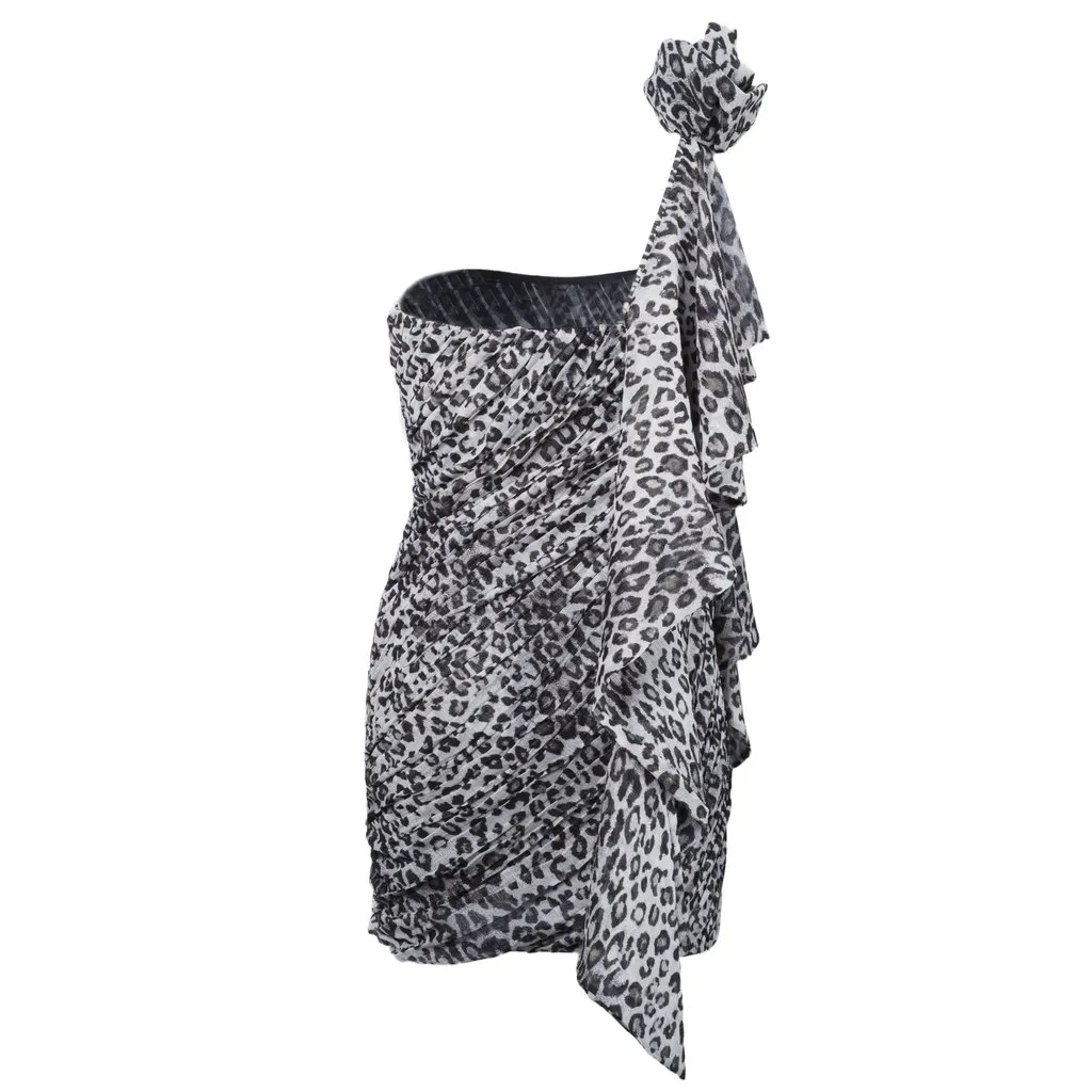 Unsigned Redemption Gray one-shoulder cocktail dress with draping - '10s Grey Good - Inside View