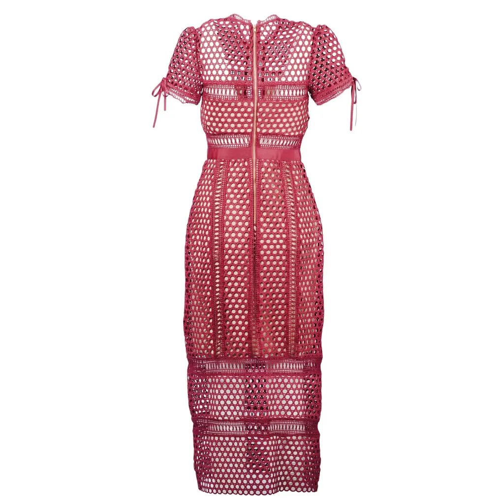 Self Portrait Column Midi Dress - '10s White Lace Good - Inside View