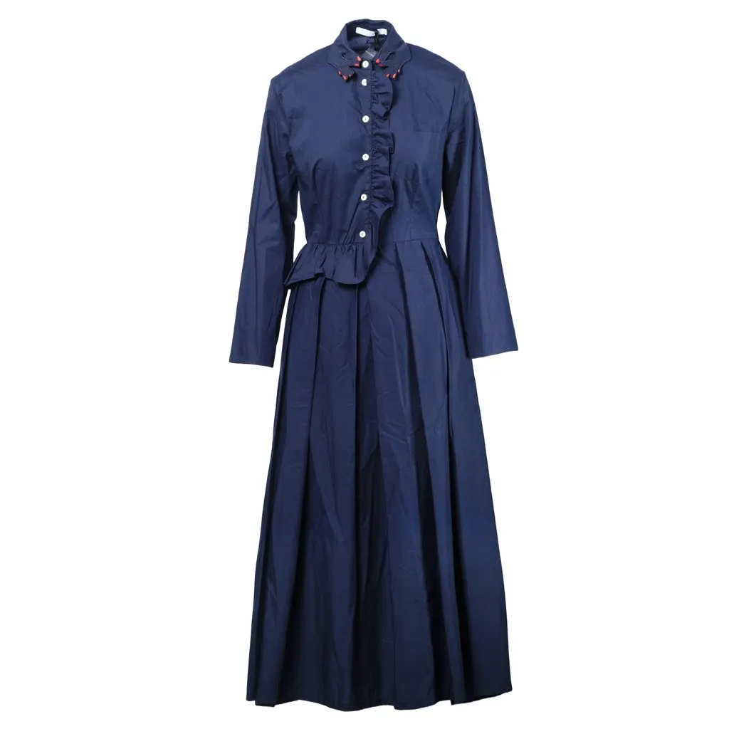 Unsigned Vivetta Navy Blue Long-Sleeve Dress - '10s Navy Good - Front View
