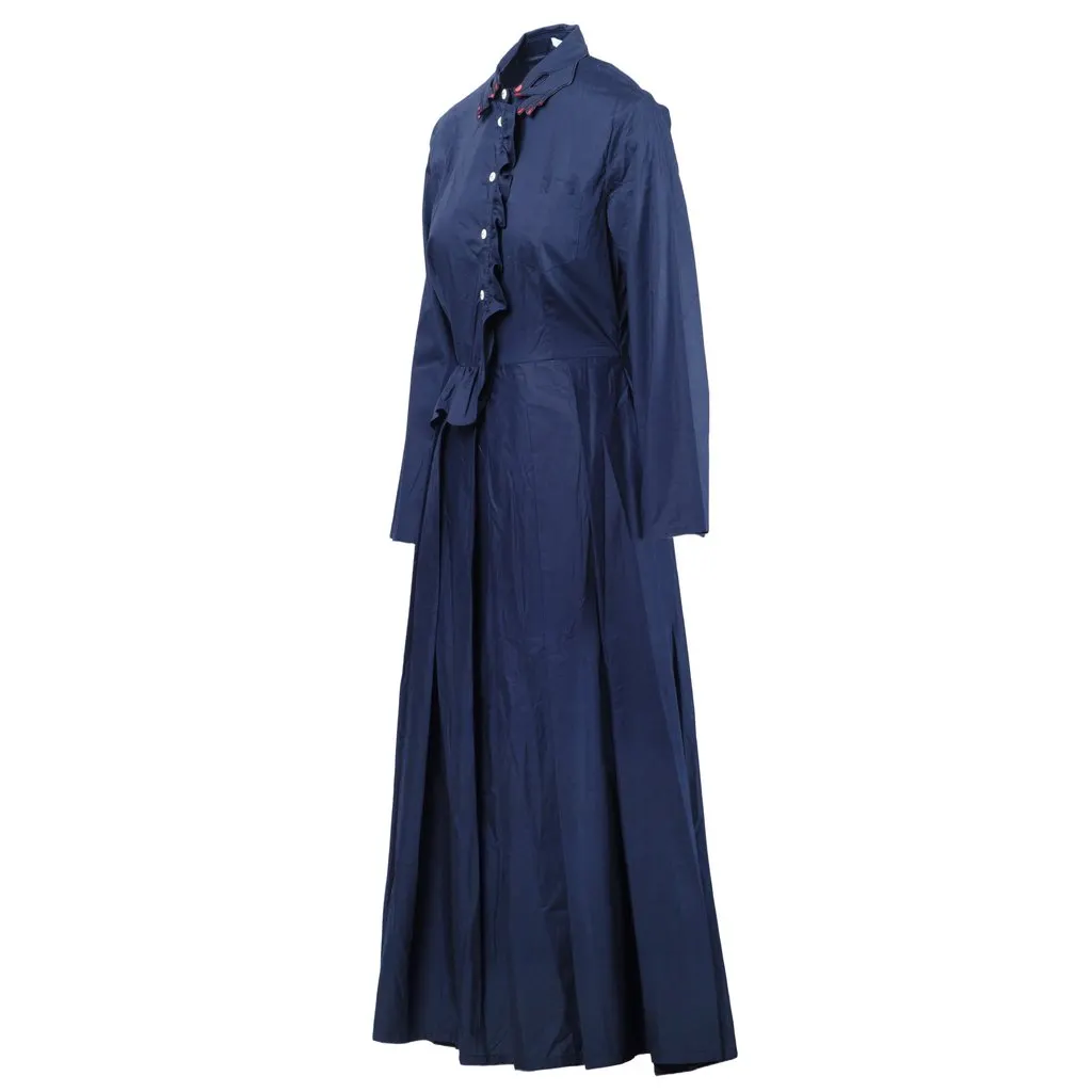 Unsigned Vivetta Navy Blue Long-Sleeve Dress - '10s Navy Good - Back View