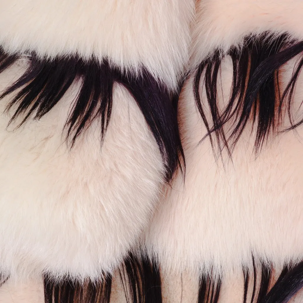Missoni Saga Fox Fur Coat - '00s Black Silk Good - Model View