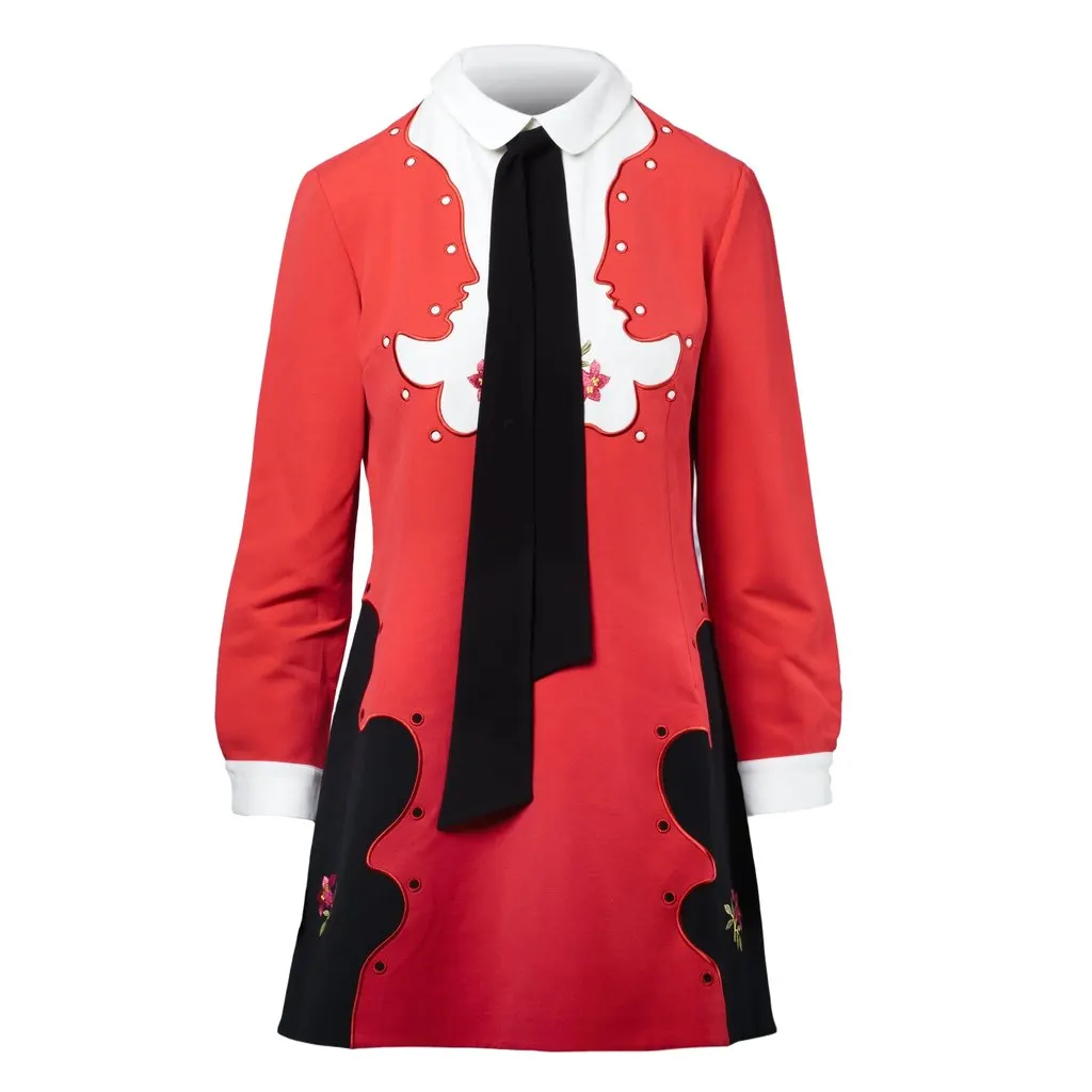 Unsigned Vivetta Red Mini Dress with Decorative Details - '10s Red Good - Front View