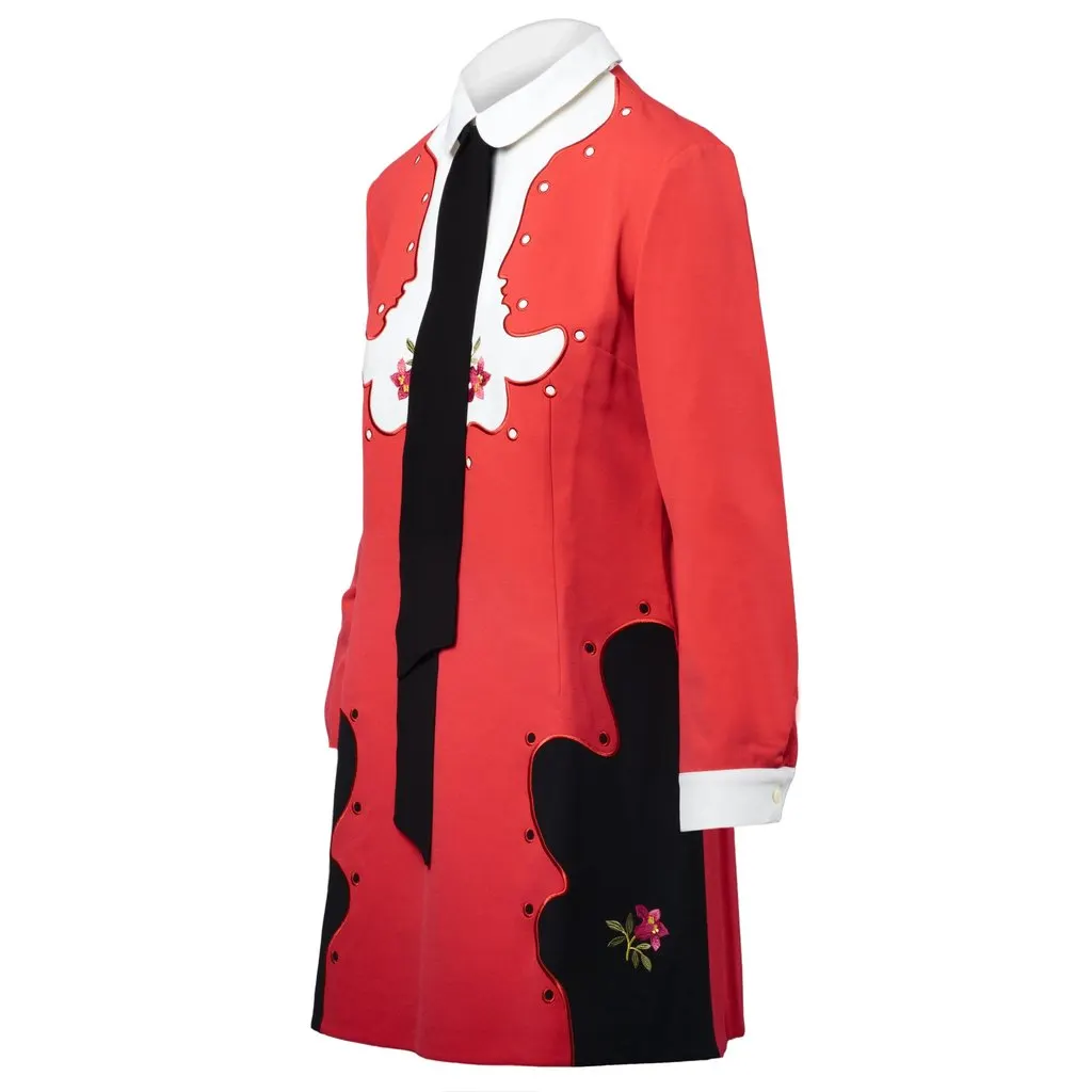 Unsigned Vivetta Red Mini Dress with Decorative Details - '10s Red Good - Model View