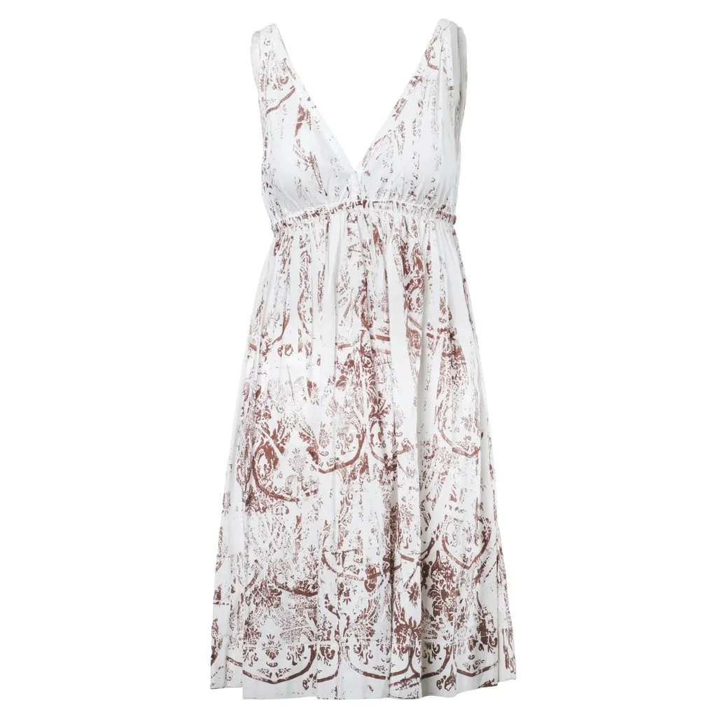 Miu Miu White Dress with Batik Pattern - '10s White Good - Front View