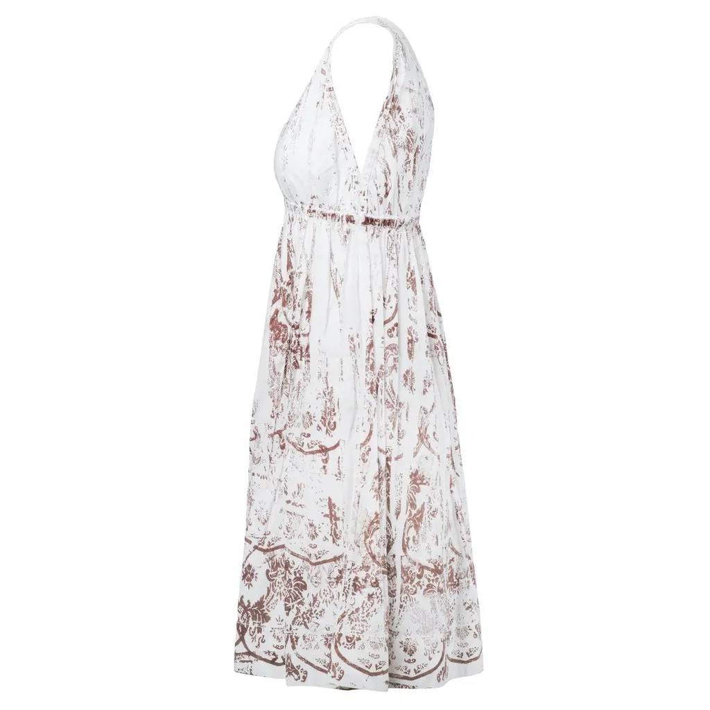 Miu Miu White Dress with Batik Pattern - '10s White Good - Back View