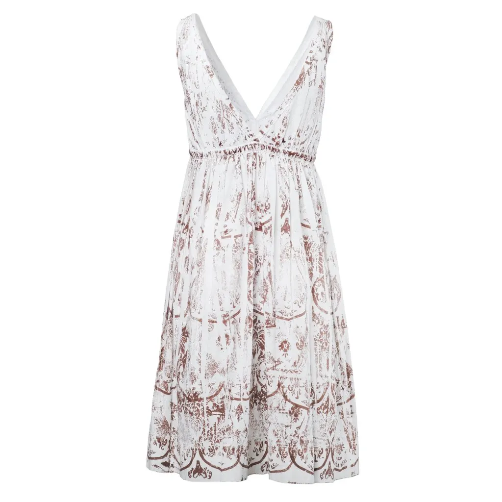 Miu Miu White Dress with Batik Pattern - '10s White Good - Inside View